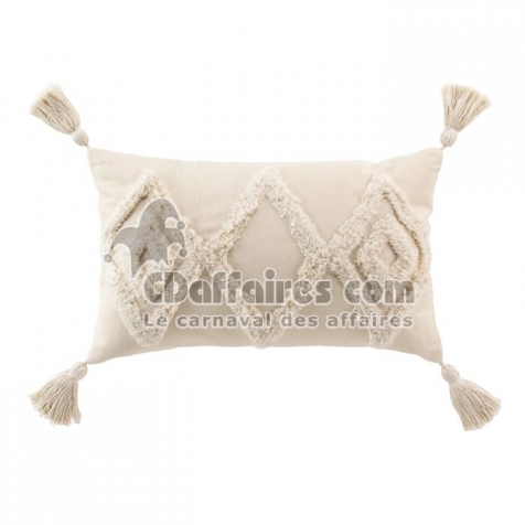 Coussin dehous. compr. pompons 30 x 50 cm coton/polyester tufte athena Naturel