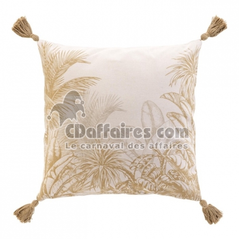 Coussin dehous. compr. pompons 45 x 45 cm coton/polyester imprime dune des place Sans