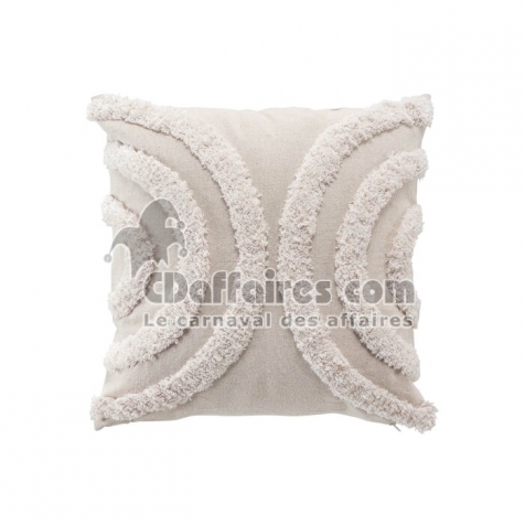 Coussin dehoussable 40 x 40 cm polycoton tufte Zita Naturel