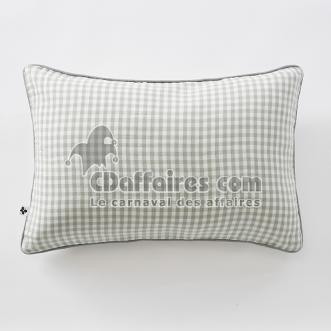 Coussin d&eacute;houssable 40 x 60 cm - Double gaze de coton tiss&eacute;e teinte - VICKIE - Eucalyptus