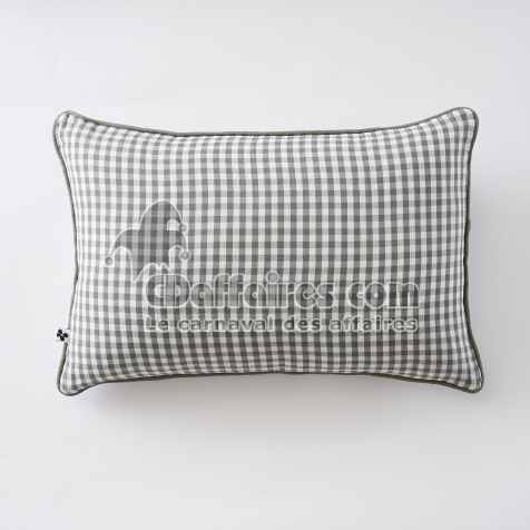 Coussin d&eacute;houssable 40 x 60 cm - Double gaze de coton tiss&eacute;e teinte - VICKIE - Romarin