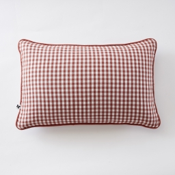 Coussin d&eacute;houssable 40 x 60 cm - Double gaze de coton tiss&eacute;e teinte - VICKIE - Terracotta