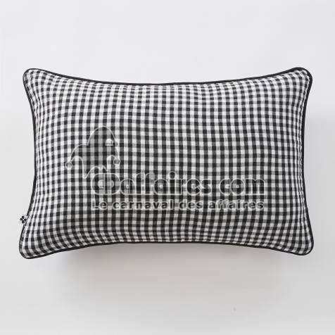 Coussin d&eacute;houssable 40 x 60 cm - Double gaze de coton tiss&eacute;e teinte - VICKIE - Truffe