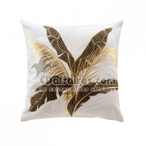 Coussin dehoussable 45 x 45 cm coton imprime or Aileen