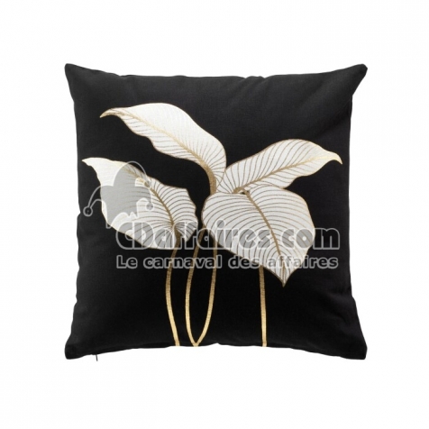 Coussin dehoussable 45 x 45 cm coton imprime or Jill