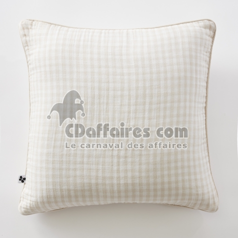 Coussin d&eacute;houssable 45 x 45 cm - Double gaze de coton tiss&eacute;e teinte - VICKIE - Pampa