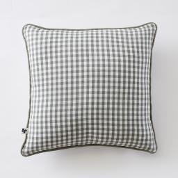 Coussin d&eacute;houssable 45 x 45 cm - Double gaze de coton tiss&eacute;e teinte - VICKIE - Romarin