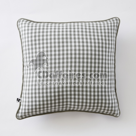 Coussin d&eacute;houssable 45 x 45 cm - Double gaze de coton tiss&eacute;e teinte - VICKIE - Romarin