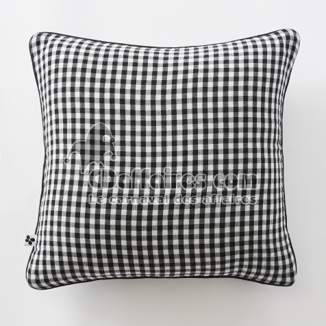 Coussin d&eacute;houssable 45 x 45 cm - Double gaze de coton tiss&eacute;e teinte - VICKIE - Truffe