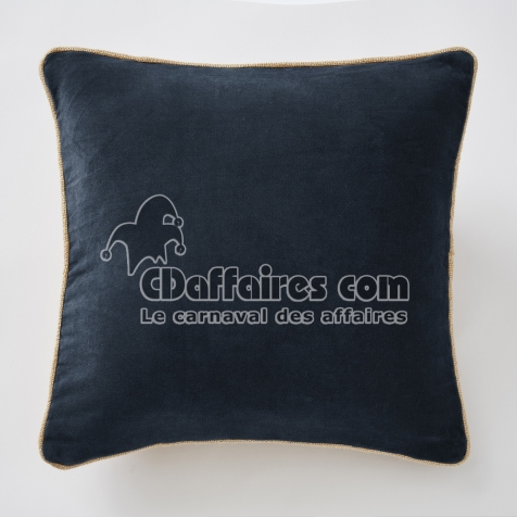 Coussin déhoussable 45 x 45 cm velours de coton césar minuit Bleu foncé