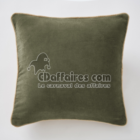 Coussin déhoussable 45 x 45 cm velours de coton césar thym Kaki
