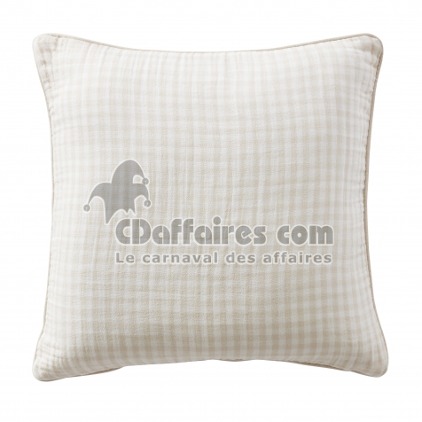 coussin déhoussable avec passepoil 45 x 45 cm gaze de coton tissée teinte vickie pampa