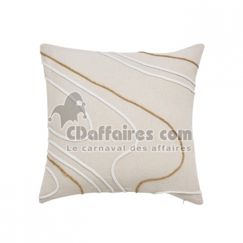 Coussin dehoussable compresse 45 x 45 cm polycoton uni+jute+corde lacia Sans