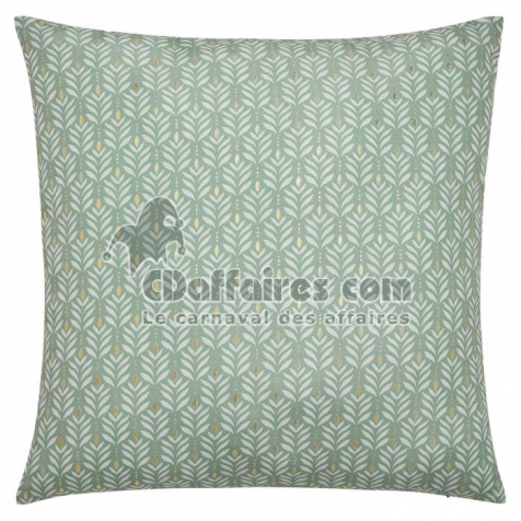 Coussin dehoussable compresse 60 x 60 cm polyester imprime metallise piana Sauge
