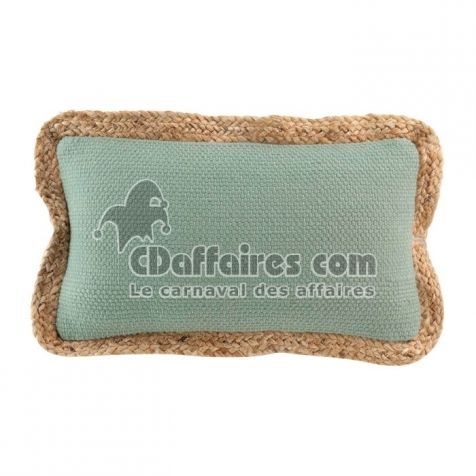 Coussin d&eacute;housssable passepoil 30 x 50 cm polycoton +jute Akina Sauge