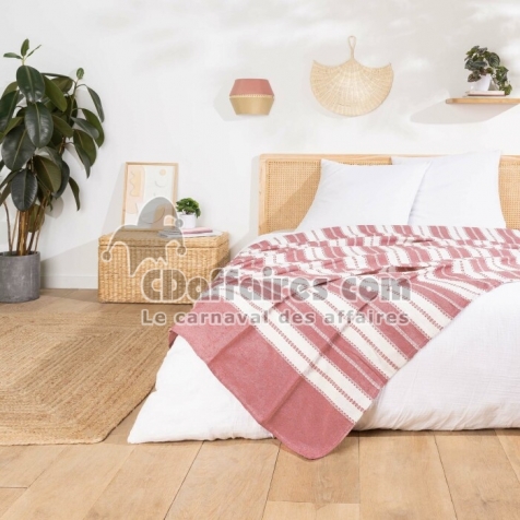 Couvre lit 1 personne 180 x 220 cm coton/polyester jacquard Abby Marsala