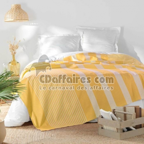 Couvre lit 1 personne 180 x 220 cm coton/polyester tisse adele Curry