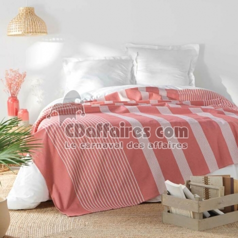 Couvre lit 1 personne 180 x 220 cm coton/polyester tisse adele Rose