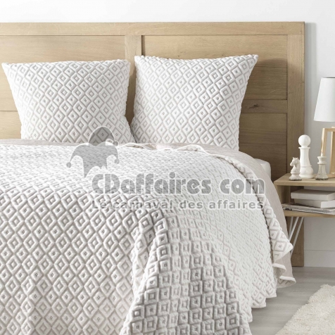 Couvre-lit 2 personnes + 2 housses de coussin 60x60 cm - 240 x 260 cm - Jersey / Microfibre JOANA