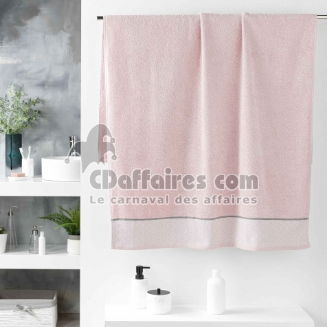 Drap de bain 90 x 150 cm &eacute;ponge unie jacquard Belina Rose