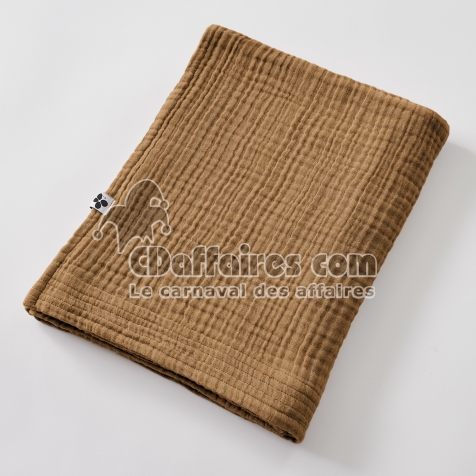 Drap de Bain 90 x 150 cm - Quadruple Gaze de Coton 220 g/m&sup2; - Gaia Camel