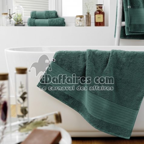 Drap de douche 70 x 130 cm &eacute;ponge unie garance emeraude Vert fonc&eacute;