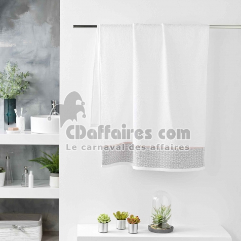Drap de douche 70 x 130 cm éponge unie jacquard Belina Blanc
