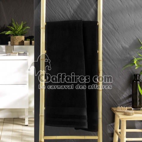 Drap de douche 70 x 130 cm eponge unie tendresse Noir