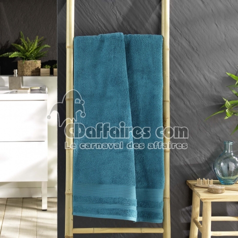 Drap de Douche 70x130 cm - &Eacute;ponge Unie Tendresse Bleu paon 600g/m&sup2;