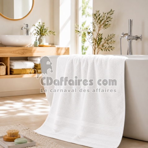 Drap de Douche Spa 70 x 140 cm 100% Coton 400 gr/m&sup2; - Blanc