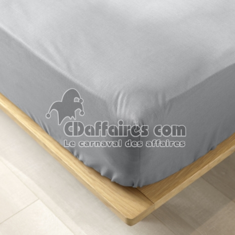 Drap housse 1 personne 90 x 190 cm coton bio 57 fils biolina Gris