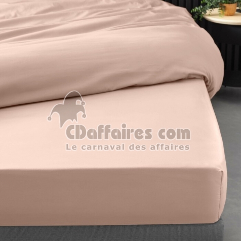 Drap housse 1 personne 90 x 190 cm percale uni 78 fils percaline Nude