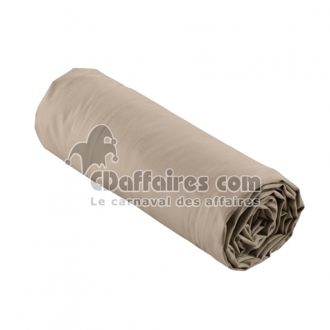 Drap housse 1 personne 90 x 190 cm percale uni 78 fils percaline Sable