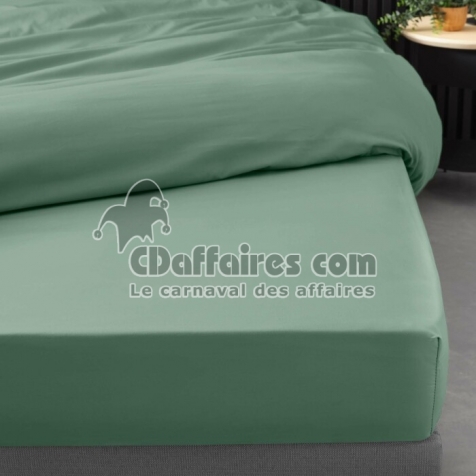 Drap housse 1 personne 90 x 190 cm percale uni 78 fils percaline Tilleul