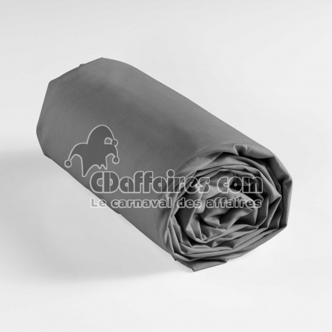 Drap housse 1 personne 90 x 190 cm uni 57 fils lina Gris souris