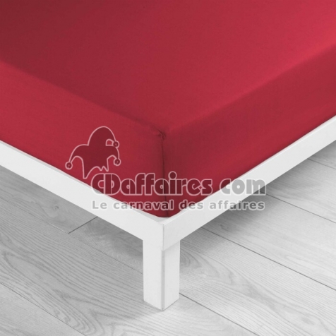 Drap housse 1 personne 90 x 190 cm uni 57 fils lina Marsala