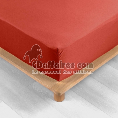 Drap housse 180 x 200 cm bonnet 30 cm percale de coton 78 fils Tomette