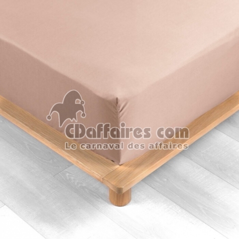 Drap housse 2 personnes 140 x 190 cm bonnet 30 cm percale de coton 78 fils Nude