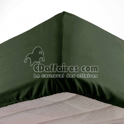 Drap housse 2 personnes 140 x 190 cm microfibre unie oscar Kaki