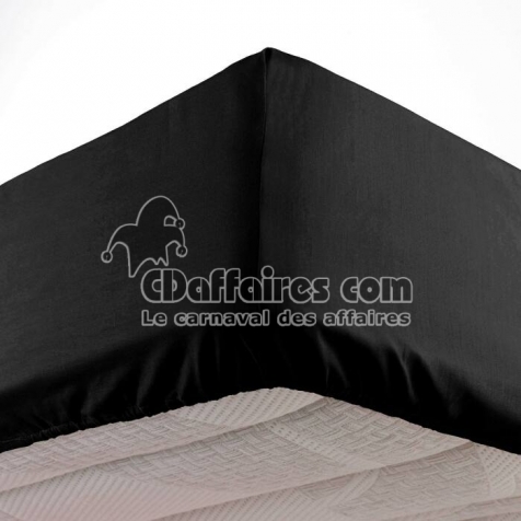 Drap housse 2 personnes 140 x 190 cm microfibre unie oscar Noir
