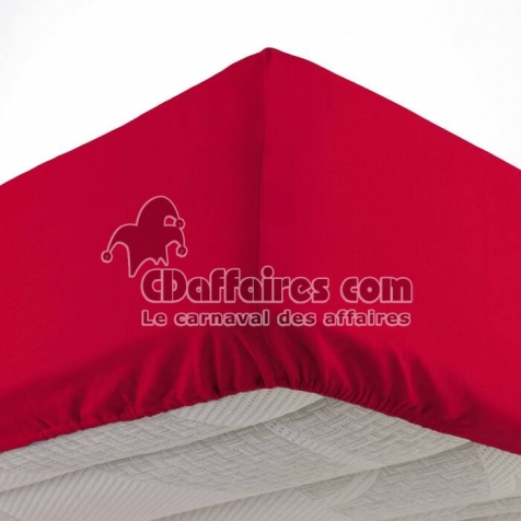 Drap housse 2 personnes 140 x 190 cm microfibre unie oscar Rouge