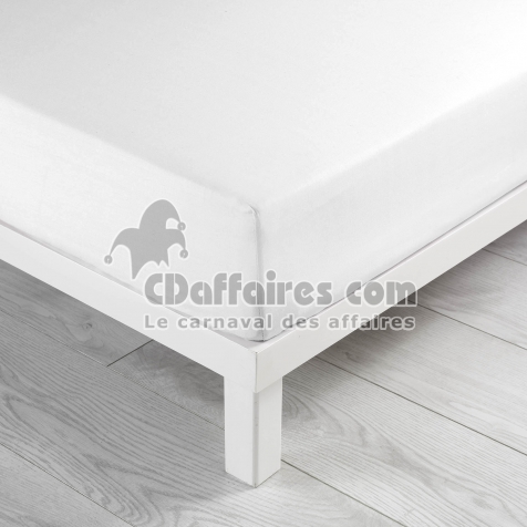Drap housse 2 personnes 140 x 190 x 30 cm coton bio Biolina Blanc