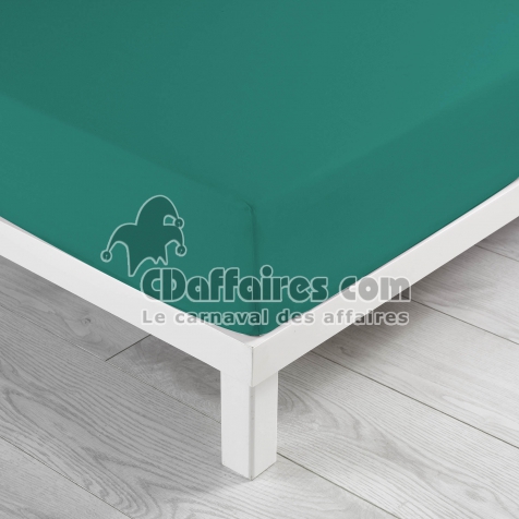 Drap housse 2 personnes 140 x 190 x 30 cm coton bio Biolina Emeraude