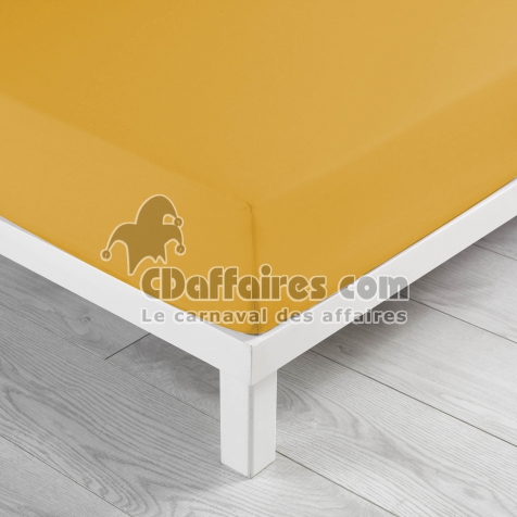 Drap housse 2 personnes 140 x 190 x 30 cm coton bio Biolina Jaune ocre