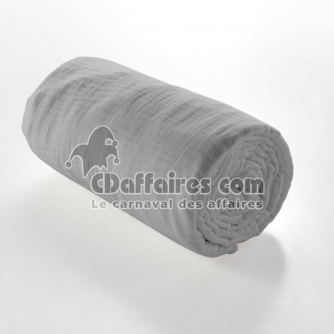 Drap housse 2 personnes 160 x 200 cm double gaze coton 57 fils Angelia Gris