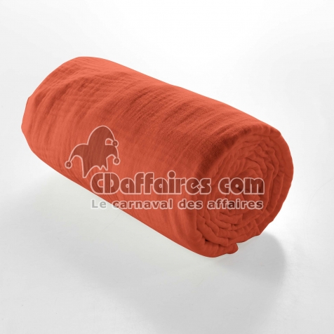 Drap housse 2 personnes 160x200 cm dble gaze coton 57 fils Angelia Orange