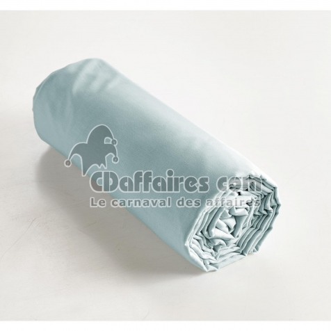 Drap housse 200 x 200 cm coton 57 fils ambre bleu craie Bleu clair