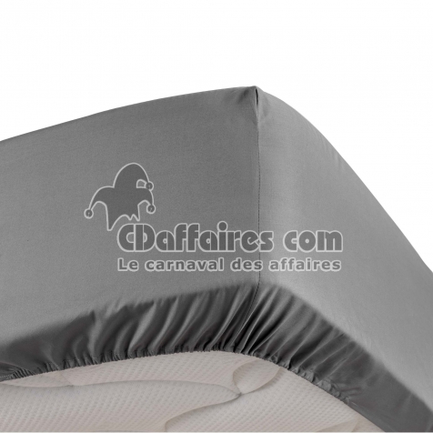 Drap housse anthracite 140 x 190 cm en percale bonnet 30 cm