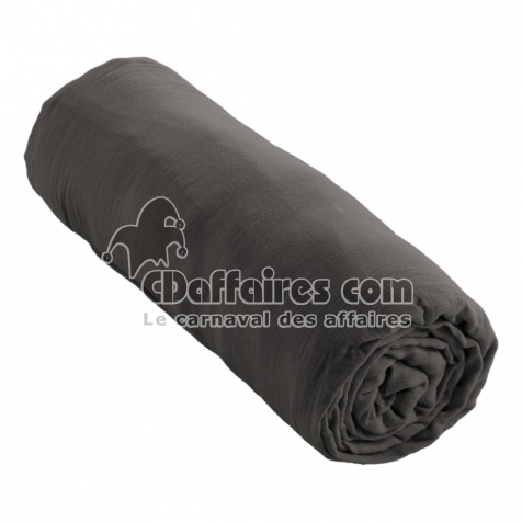 Drap housse bonnet 30 cm double gaze de coton 160 x 200 cm granit (dark grey) Anthracite