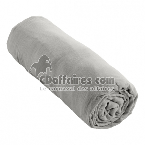 Drap housse bonnet 30 cm double gaze de coton 160 x 200 cm nuage (light grey) Gris